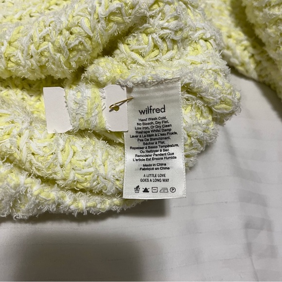 Aritzia Wilfred Confetti Chunky Knit Cropped Yellow Sweater size XXSmall - Picture 13 of 15